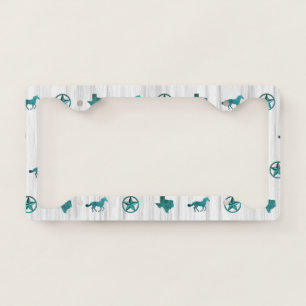 Texas, Star & Horse Pattern License Plate Frame