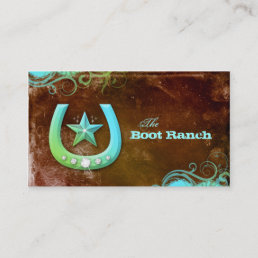 Texas Star Horseshoe Business Card Brown Blue