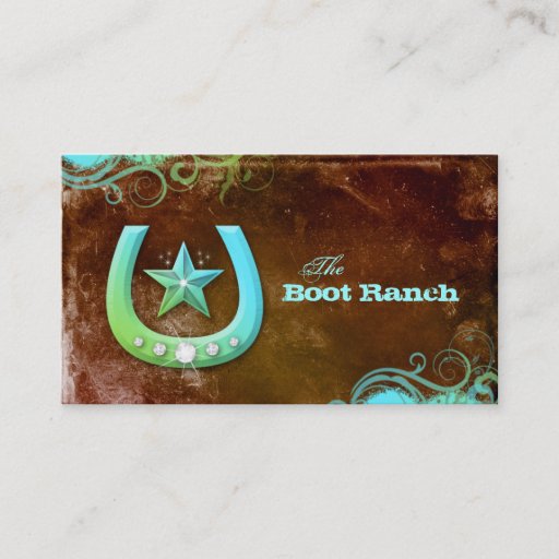 Customizable Texas Star Horseshoe Business Card Brown Blue