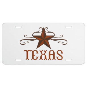 Texas Star Scroll License Plate