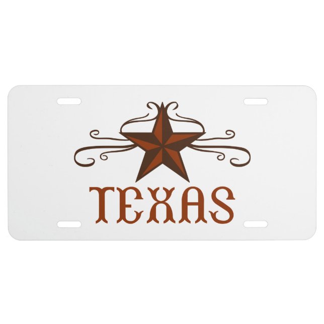 Texas Star Scroll License Plate (Front)