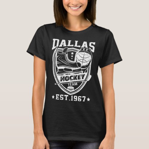Texas Star Sticks Funny Hockey Team Vintage Est 19 T_Shirt