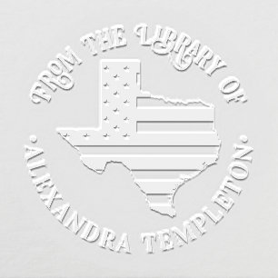 Texas Stars Stripes State Map Library Book Name Embosser