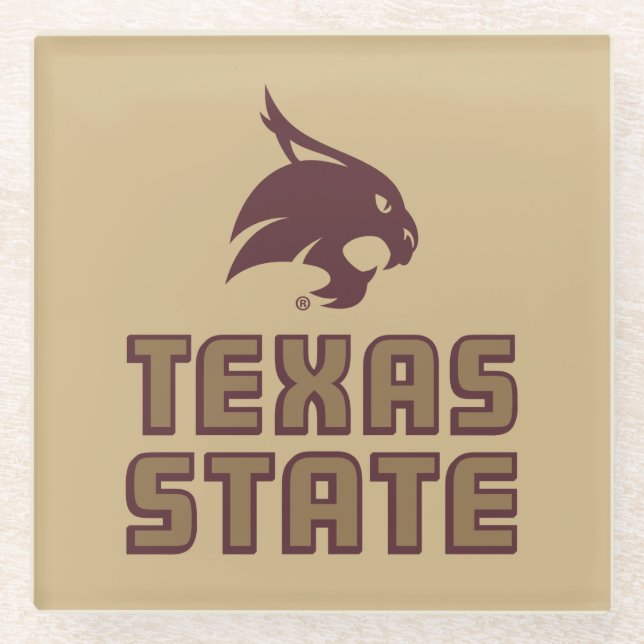Texas State and Supercat Glass Coaster (Front)