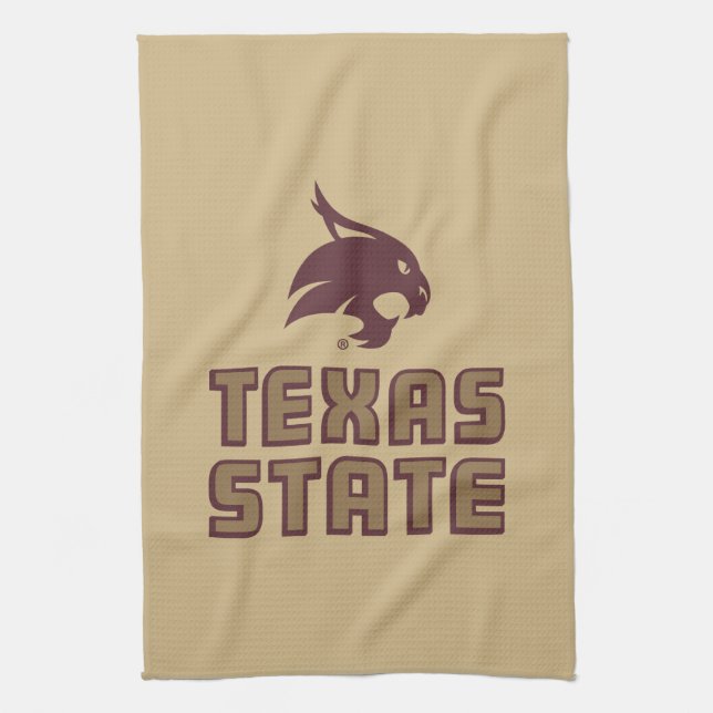 Texas State and Supercat Kitchen Towel (Vertical)