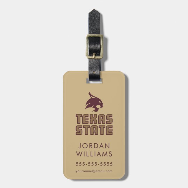 Texas State and Supercat Luggage Tag (Front Vertical)