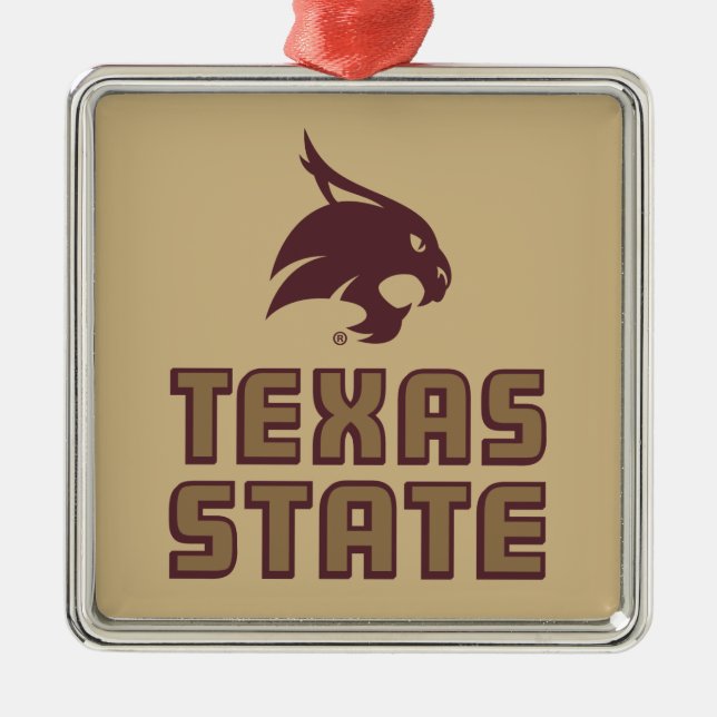 Texas State and Supercat Metal Ornament (Front)