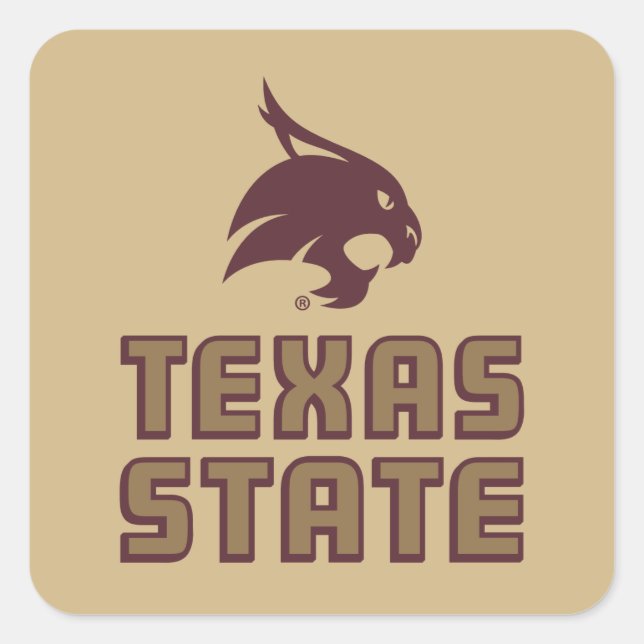 Texas State and Supercat Square Sticker (Front)