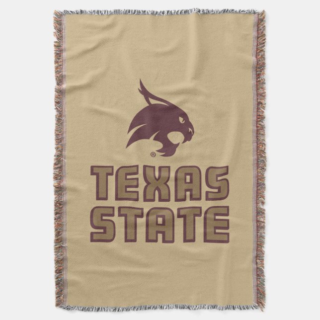Texas State and Supercat Throw Blanket (Front Vertical)
