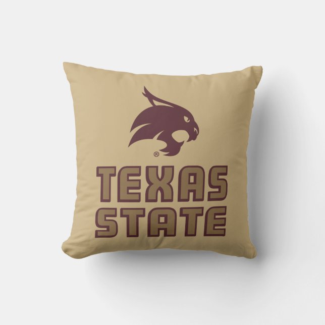 Texas State and Supercat Throw Pillow (Front)