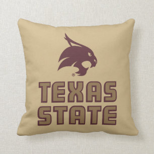 Texas State and Supercat Throw Pillow