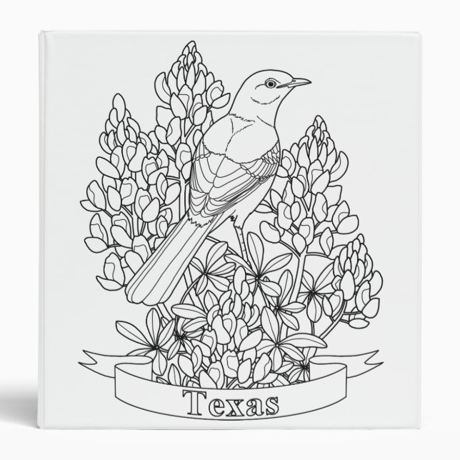 Texas State Bird & Flower Coloring Page Binder (Front)