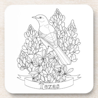 Texas State Bird & Flower Coloring Page Drink Coaster