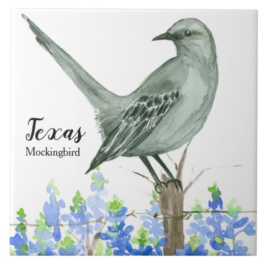 texas state bird mockingbird bluebonnet tile zazzle com