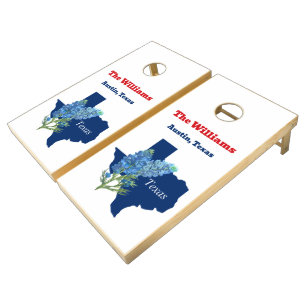 Texas State Bluebonnets Watercolor Flowers Floral Cornhole Set