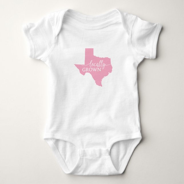 Texas State Bodysuit, Locally Grown in Texas Baby Bodysuit (Front)