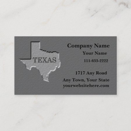 Texas State Business Card  Carved Stone Look