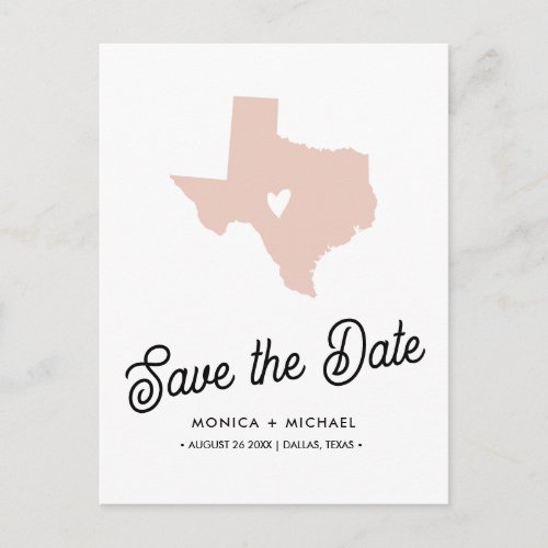 TEXAS State Destination Wedding ANY COLOR   Announcement Postcard