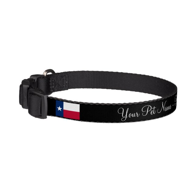 Texas state flag custom dog name pet collar (Left)