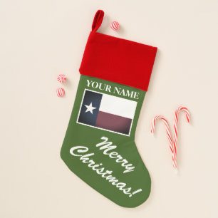 Texas state flag custom Holiday greeting Christmas Stocking