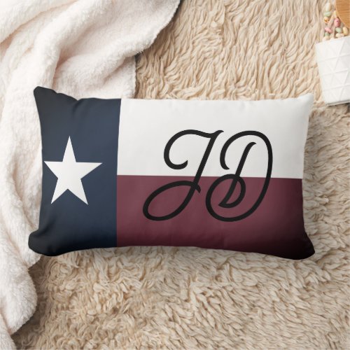 Texas state flag custom monogram Lumbar Pillow