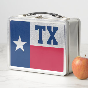Texas state flag custom monogram metal lunchbox