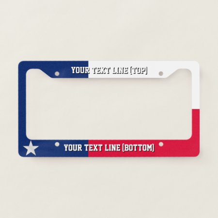 Texas State Flag Design On A Personalized License Plate Frame
