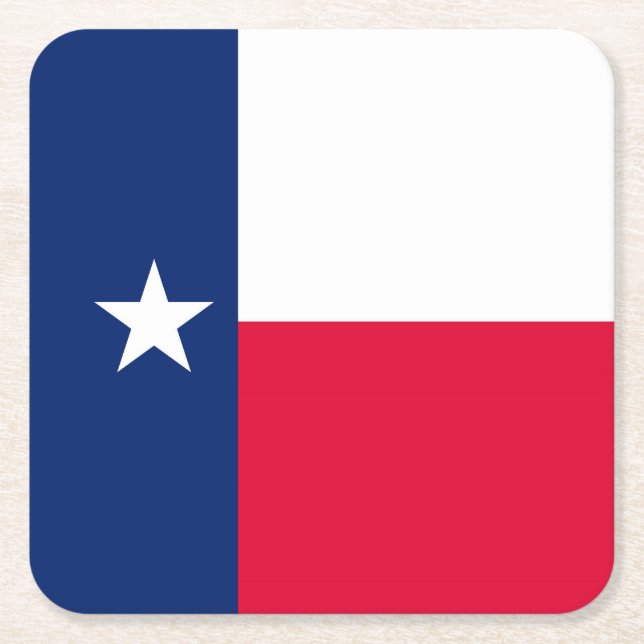 Texas State Flag Design Square Paper Coaster (Front)