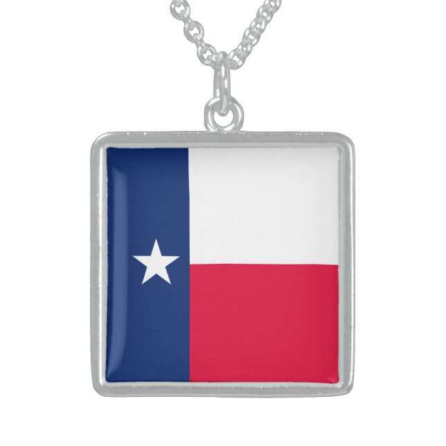 Texas State Flag Design Sterling Silver Necklace (Front)