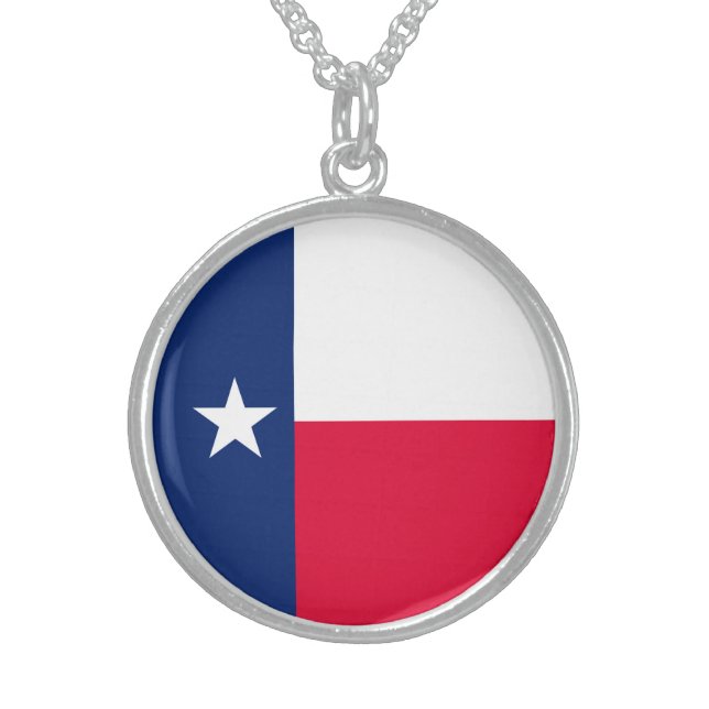 Texas State Flag Design Sterling Silver Necklace (Front)