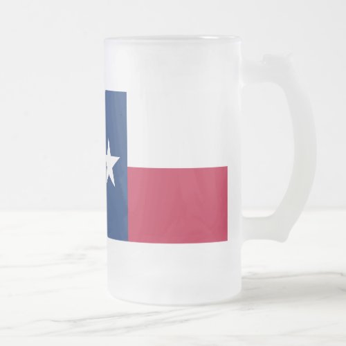 Texas state flag _ high quality authentic color frosted glass beer mug