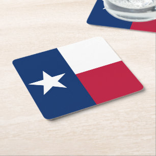 Texas state flag - high quality authentic color square paper coaster