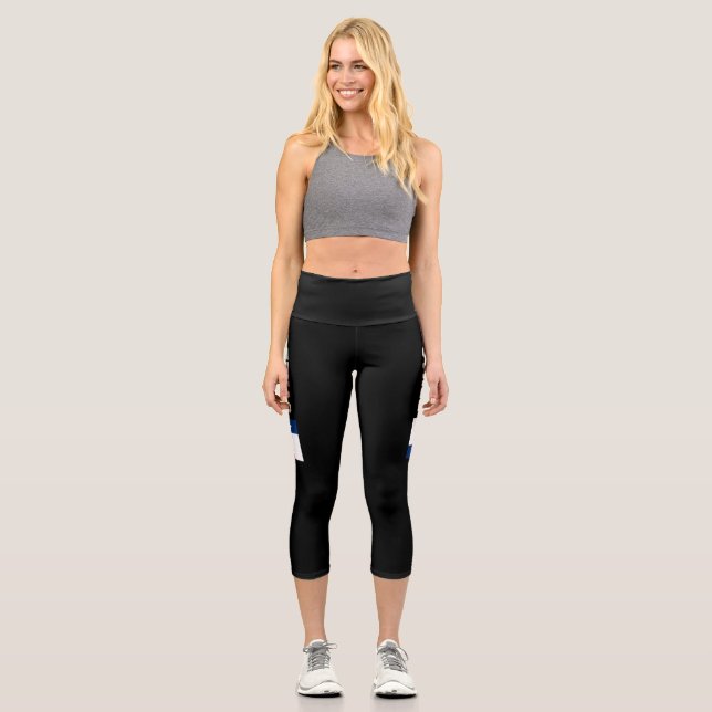 Texas state flag high waist cropped Capri leggings (Front)