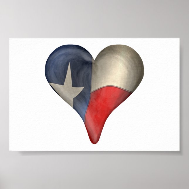 Texas State Flag In A Heart Poster (Front)