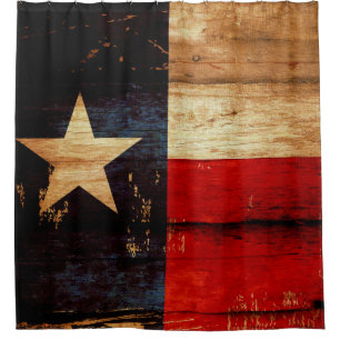 Texas State Flag in Rustic Wooden Grunge Look Shower Curtain