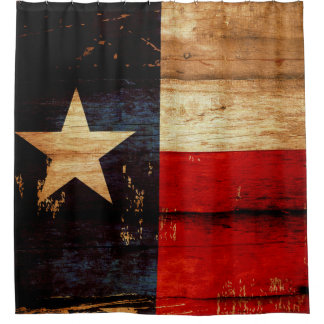 Texas State Flag in Rustic Wooden Grunge Look Shower Curtain
