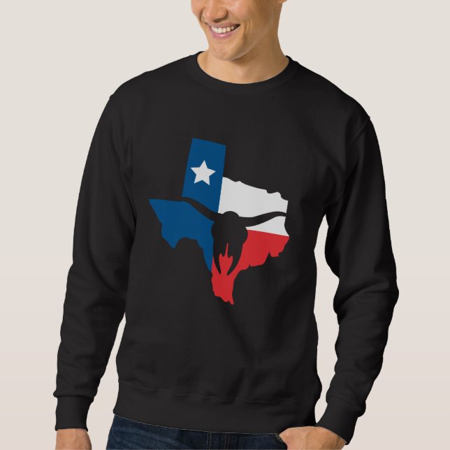 Texas State Flag Longhorn Silhouette Sweatshirt (Front)