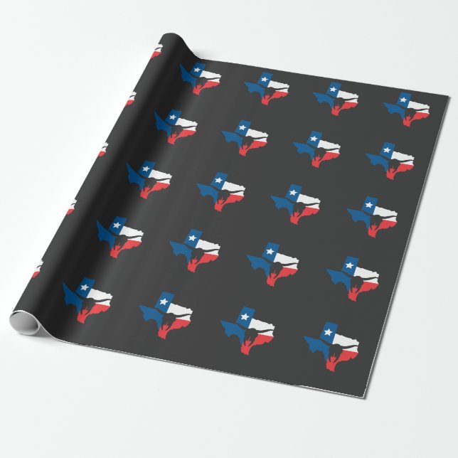Texas State Flag Longhorn Silhouette Wrapping Paper (Unrolled)