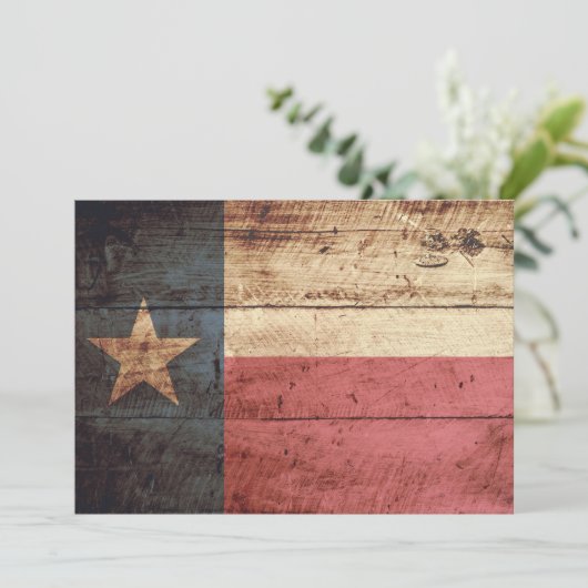 Texas State Flag on Old Wood Grain (Standing Front)