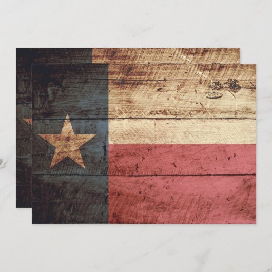Texas State Flag on Old Wood Grain (Front/Back)