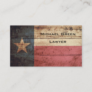 Texas State Flag on Old Wood Grain Business Card