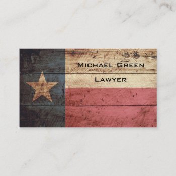 Texas State Flag On Old Wood Grain Business Card by electrosky at Zazzle