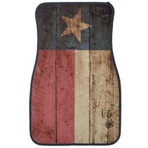 Texas State Flag on Old Wood Grain Car Mat