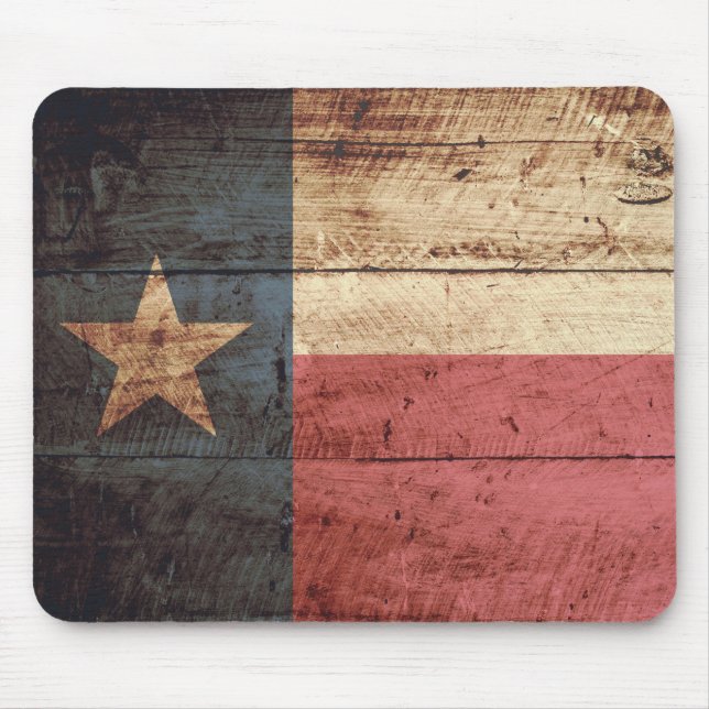 Texas State Flag on Old Wood Grain Mouse Pad (Front)