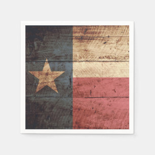 Texas State Flag on Old Wood Grain Napkins