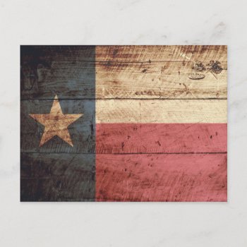 Texas State Flag On Old Wood Grain Postcard by electrosky at Zazzle
