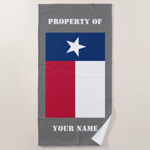 Texas state flag personalized beach towel