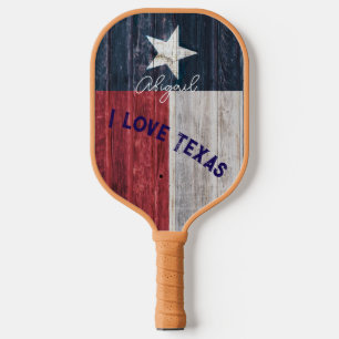 Texas state flag rustic style personalize thetext  pickleball paddle