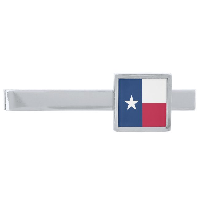 Texas State Flag Silver Finish Tie Bar (Front)
