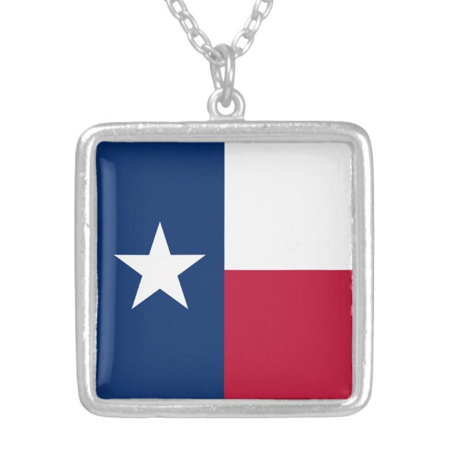 Texas State Flag Silver Plated Necklace (Front)